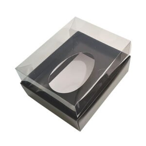 Caixa Ovo Colher Páscoa 350g Preto tampa transparente 5 unidades