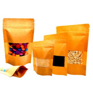 Saco Zip Abre Fecha Kraft Visor 18x26 C/ 50 Unidades Stand Up Lock