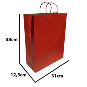 Sacola de Papel Kraft Vermelho 31x38x12,5 com 10 unidades