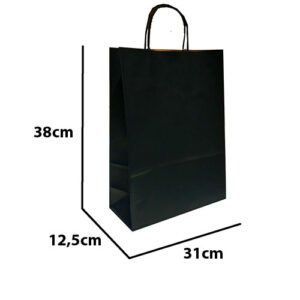 Sacola de Papel Kraft Preto 31x38x12,5 com 10 unidades