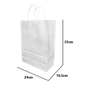 Sacola de Papel Branco 24x33x10,5 com 10 unidades