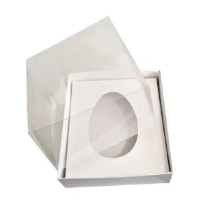 Caixa Ovo Colher Páscoa 250g Branco tampa transparente  5 unidades