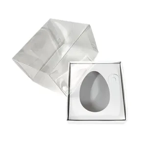 Caixa Ovo Colher Páscoa 100g Branco tampa transparente 5 unidades