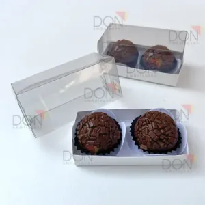 10 Caixas De Papel Com Tampa Transparente Para 2 Brigadeiros