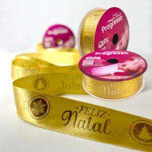 Fita De Cetim 22mm Com 10 Metros Estampa Natal Nº05
