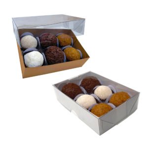 10 Caixas para 6 Bombons Brigadeiro Tampa Transparente