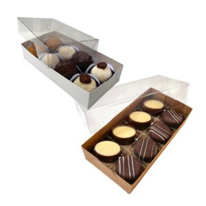 10 Caixas para 8 Bombons Brigadeiro Tampa Transparente