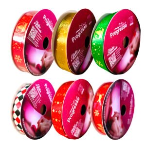 Fita De Cetim 15mm Com 10 Metros Estampa Natal Nº03